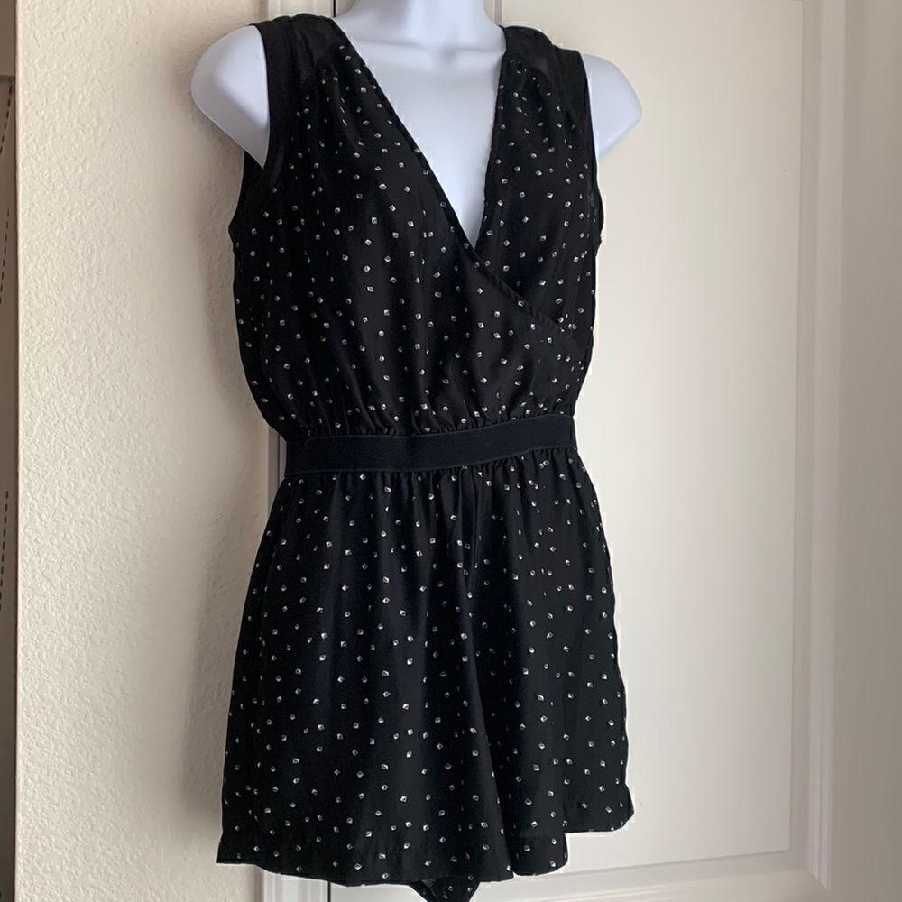 SILENCE + NOISE, romper, small, sheer upper back, elastic banded waist , cross